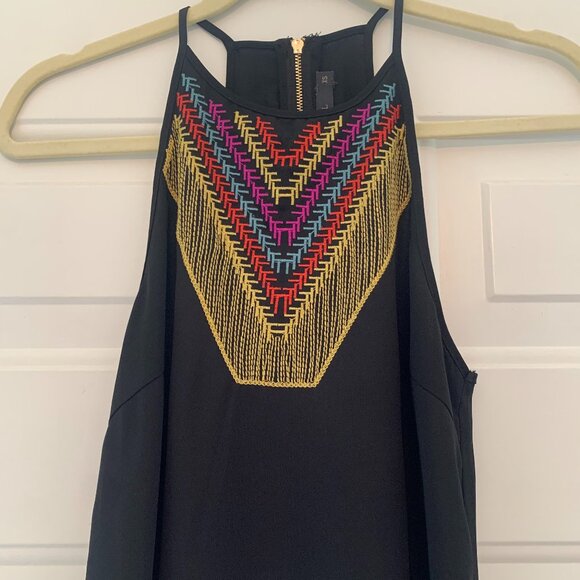 Black THML XS Embroidered Halter Tank Top - Picture 1 of 10